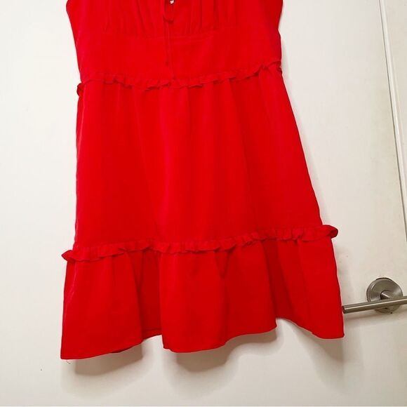 BCBGeneration Revolve womens crinkle poly A-Line Mini Dress chili Red L - Picture 11 of 12
